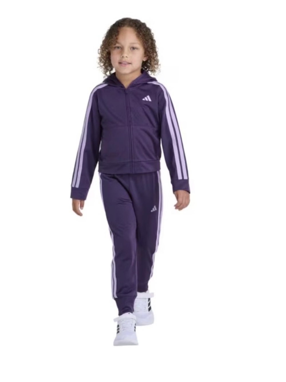 adidas Kids Purple Track Joggers with Light Purple Stripes